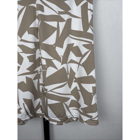 Susan Graver Liquid Knit Tank Top Women's Large Beige Geometric Stretch Workwear - Picture 4 of 11